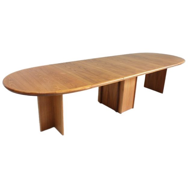 Vintage Danish Large Oval Extendable Dining Table Xl 1960s image 1