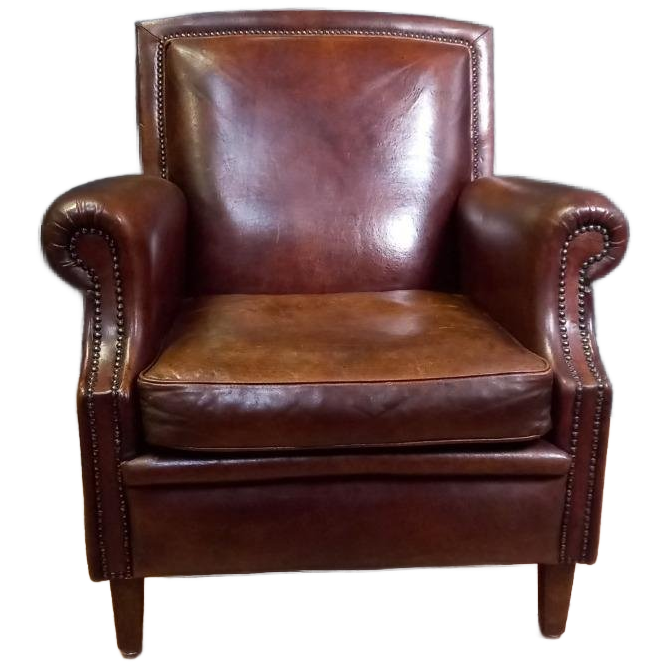 Schapenleren Vintage Clubfauteuil In Art Deco Stijl image 1