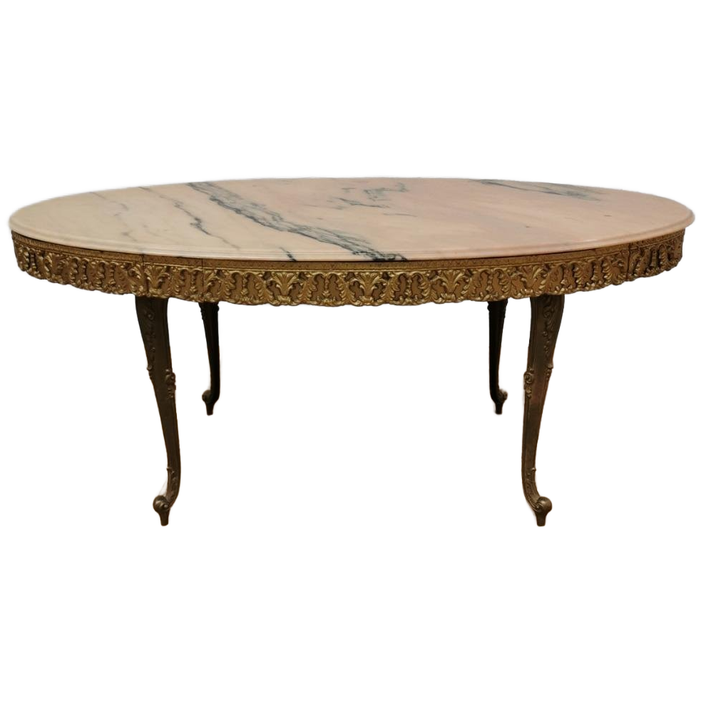 Vintage Ovale Regency Salontafel Koffietafel Marmer Blad 02 image 1