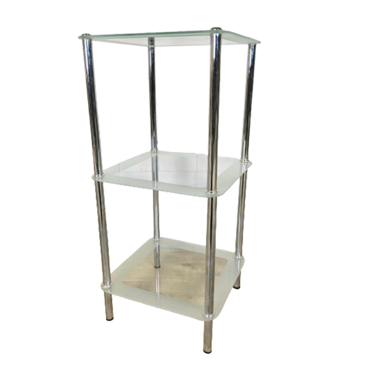 Retro (jaren 80/90) Glazen Badkamer Rek / Kastje 3 Niveaus. image 1