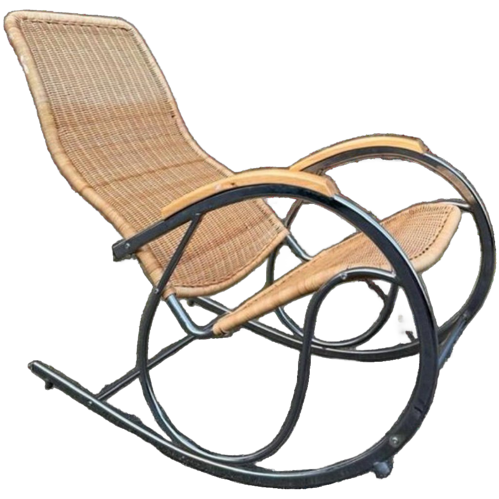 Vintage Chrome And Wicker Rocking Chair, 1970s image 1