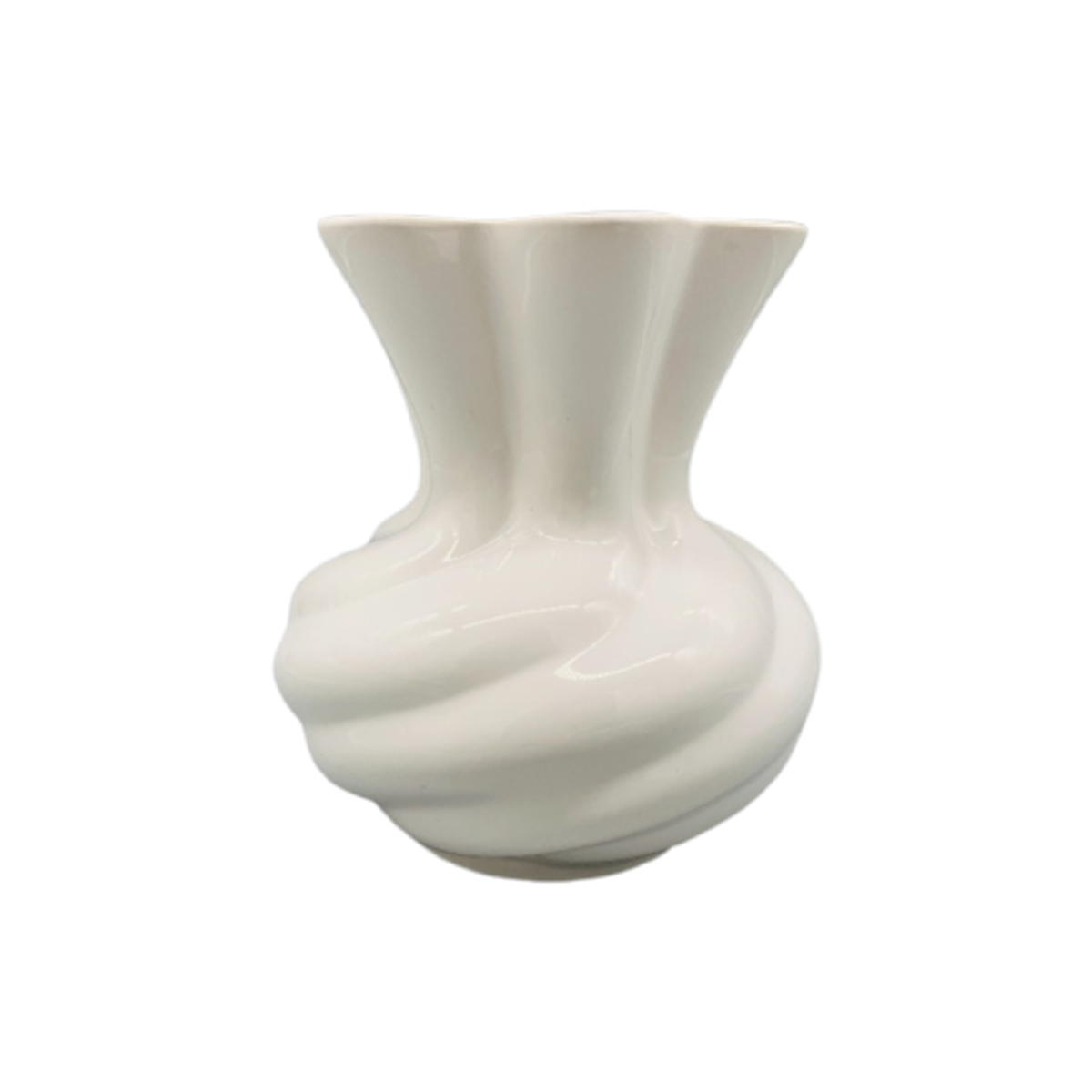 Vintage Swirl Vaas Wit Geglazuurd Keramiek image 1
