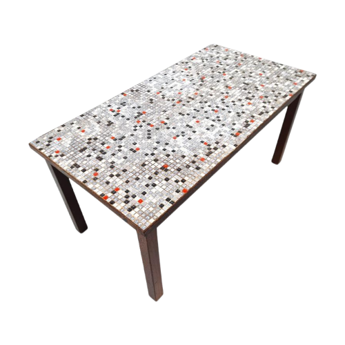 Vintage Mozaïek Tegeltafel En Wengé Hout, 1970S image 1