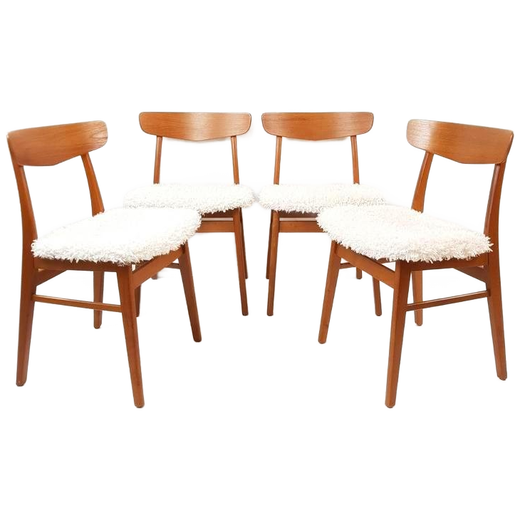 4 Vintage Deense Farstrup Stoelen Nieuw Gestoffeerd Pluche image 1