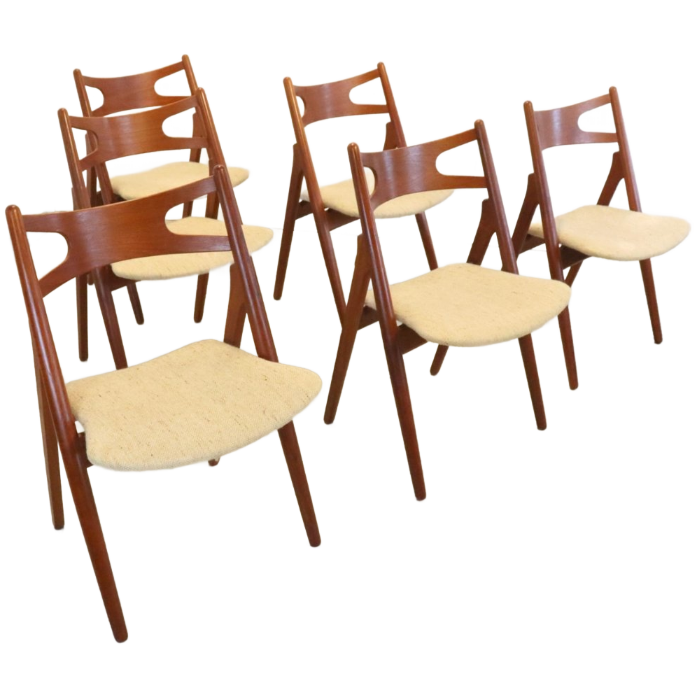 Set 6 Hans Wegner Carl Hansen Ch29 Stoelen Vintage Deens Sawbuck image 1