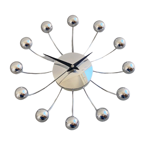 Chrome Karlsson Spider Wandklok / Klok Sputnik Klok Industrieel