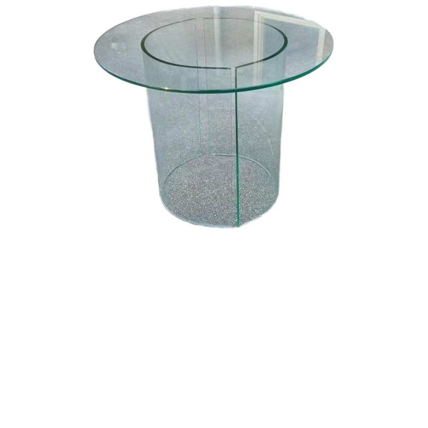 Vintage Postmodern Glazen Bijzettafel, Rond image 1