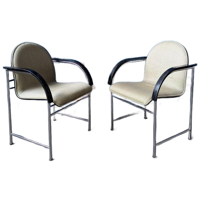 Vintage Arco Bk Eetstoelen -chrome & Zwart- image 1
