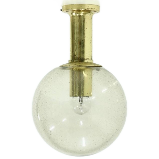 Textured Glass Ceiling Lamp By Glashütte Limburg Germany 1970s image 1