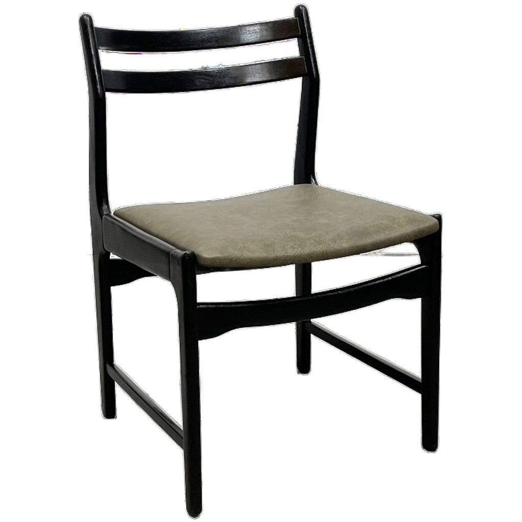 Vintage Houten Mid-century Modern Stoelen Opnieuw Bekleed Met Leer. image 1