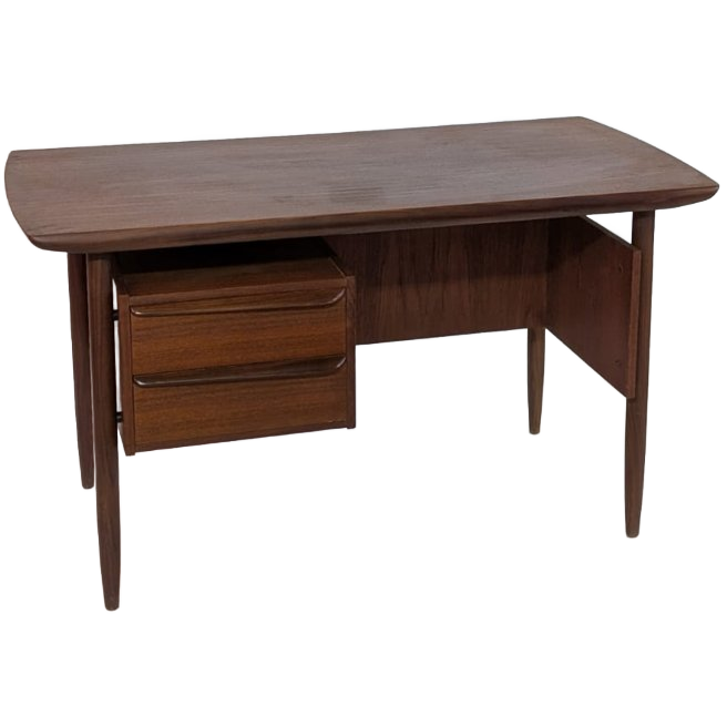 Iconisch Mid-century Teak Bureau – Tijseling Voor Hulmefa – Jaren ’50 – Cowhorn / Design Bureau / Retro Meubel image 1