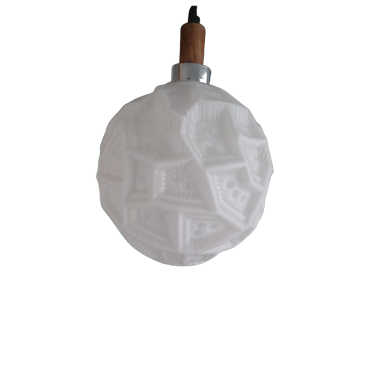 Melkglas Hnglamp Met Reliëfpatroon image 1
