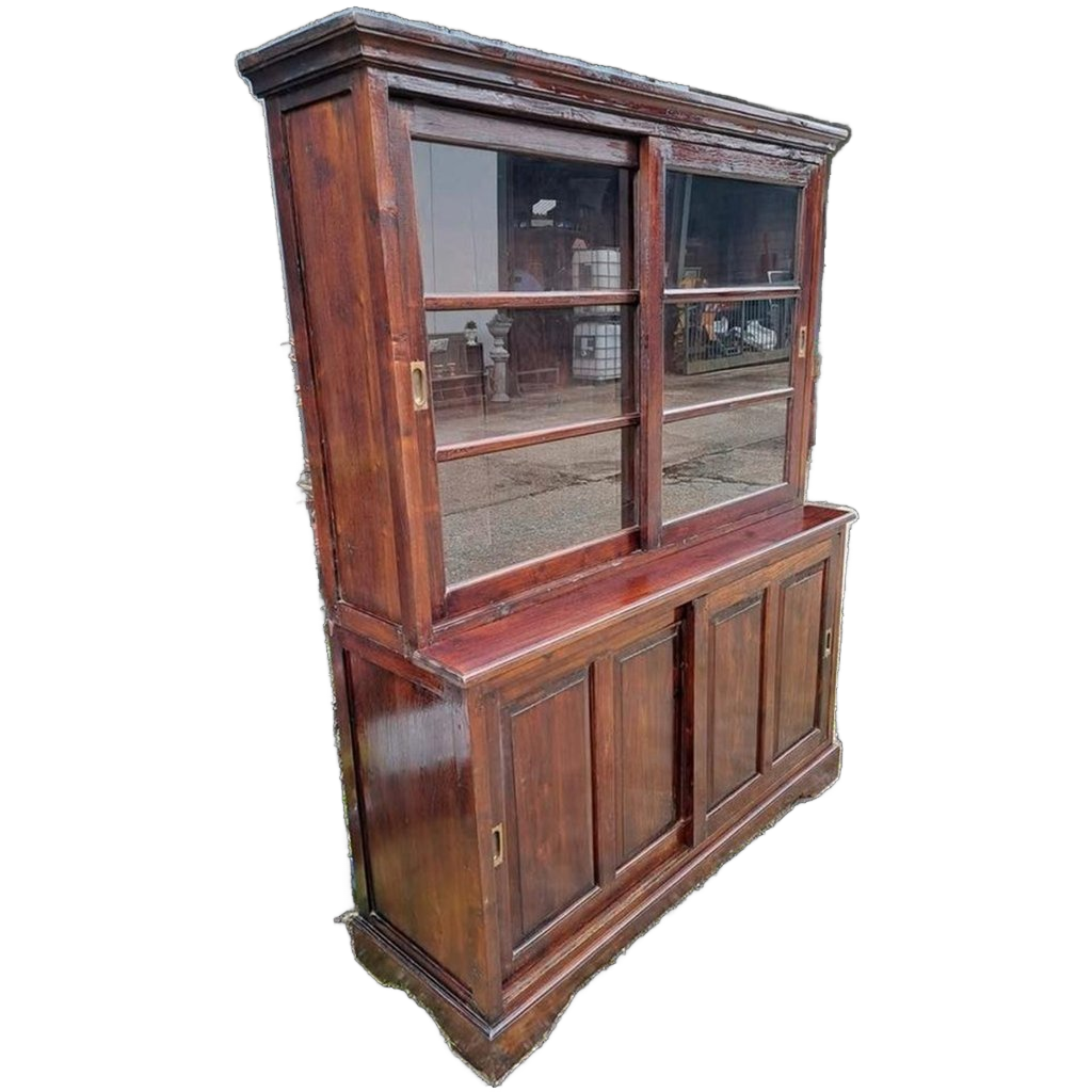 Oude Teakhouten Vitrinekast, Winkel Vitrine, Servieskast Me image 1