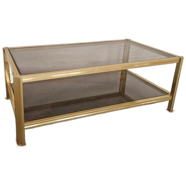 Hollywood Regency Salontafel Goud Gerookt Glas image 1