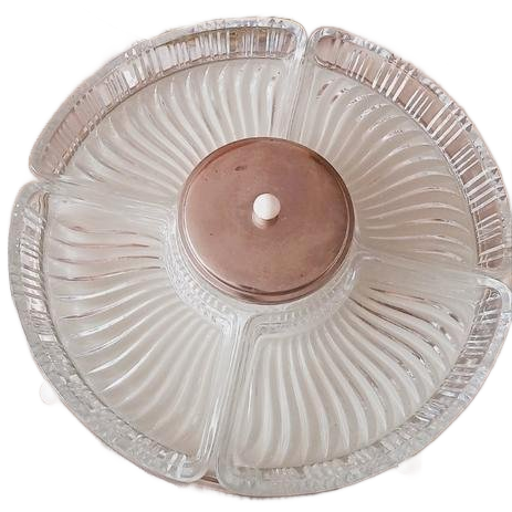 Vintage Draaiplateau Snackschaal Glas Chroom image 1