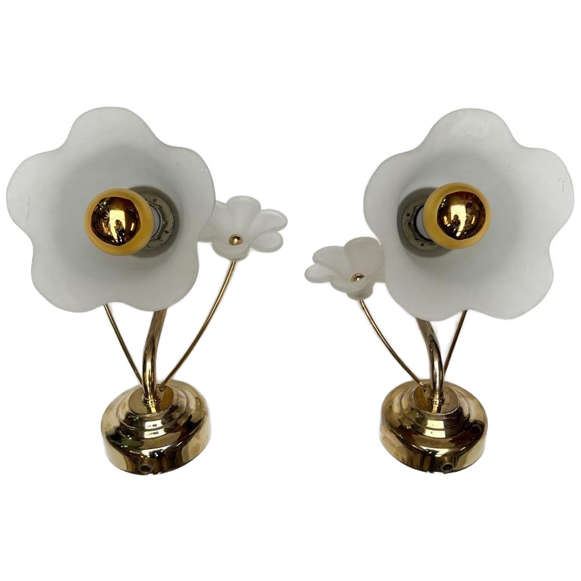 Set Van 2 Messing Art Deco Muurlampen, 1960's image 1