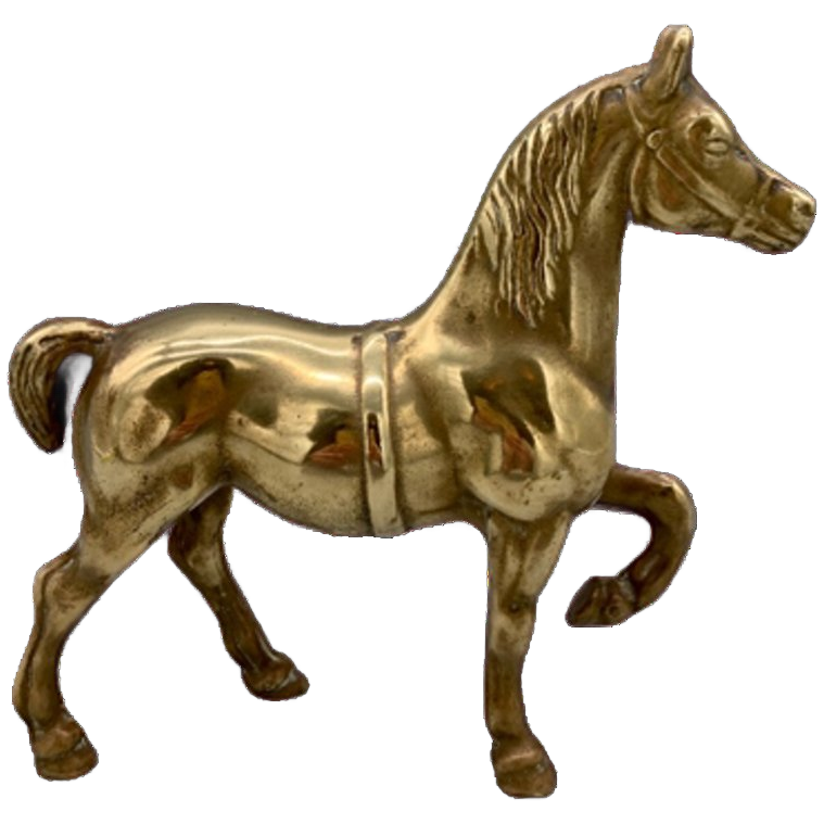 Vintage Groot Messing Paard Massief image 1