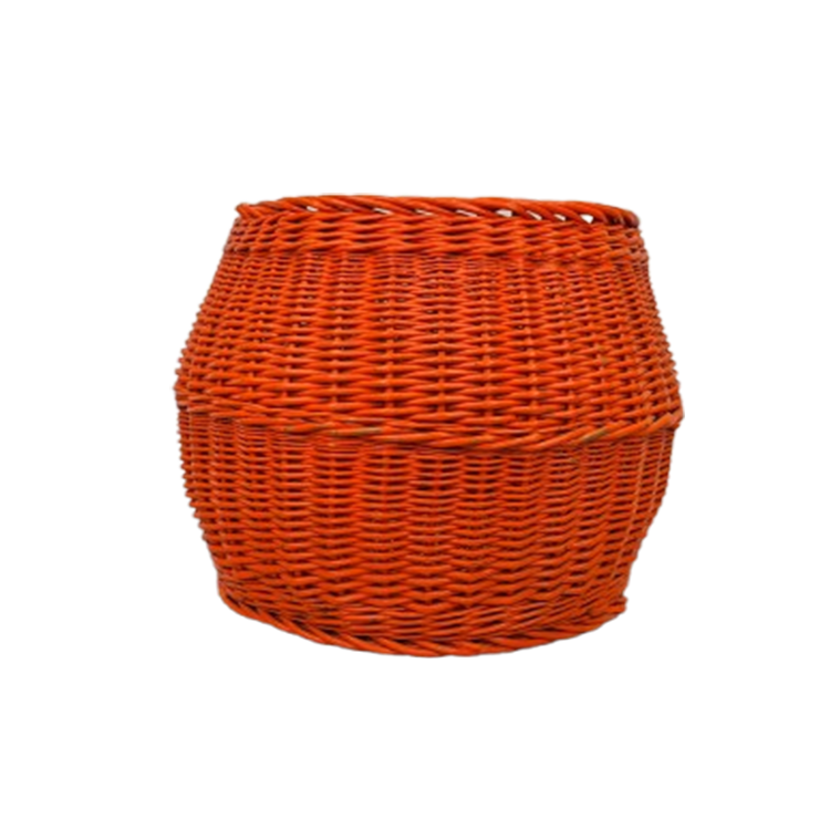 Xxl Oranje Rotan Mand. Vintage Ronde Rieten Opbergmand Etc. image 1