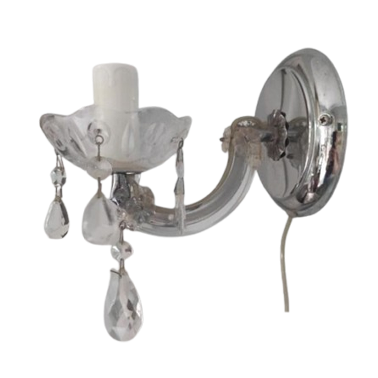 Vintage Brocante Wandlampje Met Glazen Pegels image 1