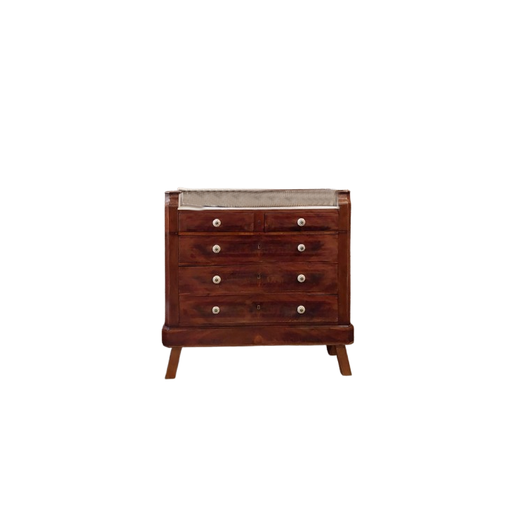 Franse Vintage Commode Met Wit Marmeren Blad image 1