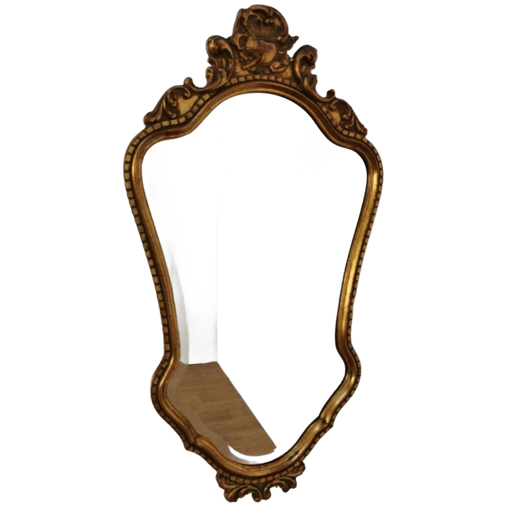 Vintage Goudkleurige Barok Rococo Spiegel Kuifspiegel Schouwspiegel 119 image 1