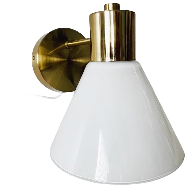 Vintage IKEA Wandlamp Goud Melkglas image 1
