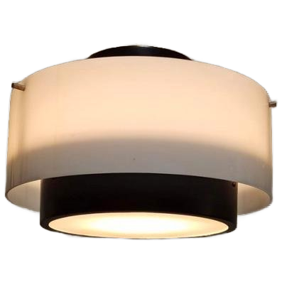 Vintage Mid Century Modern Hanglamp, Wit En Zwart image 1
