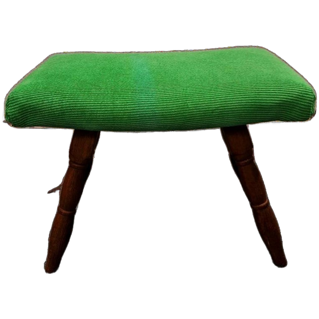 Vintage Voetenbank Jaren 60 / 70 Nieuw Bekleed Groene Ribstof image 1