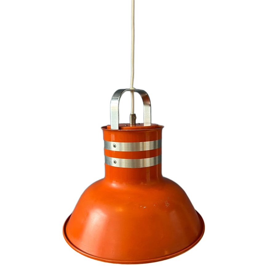 Mid Century Oranje/rode Metalen Space Age Hanglamp image 1