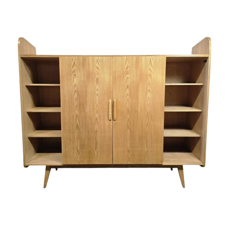 Vintage Halfhoge Kast / Vitrine Met Open Gedeelte image 1