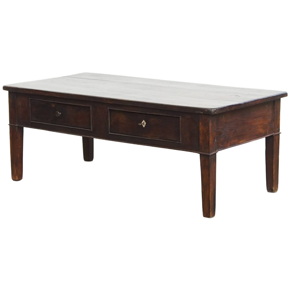 Schitterende Antieke Zuid Europese Kastanjehouten Salontafel Met 2 Lades image 1