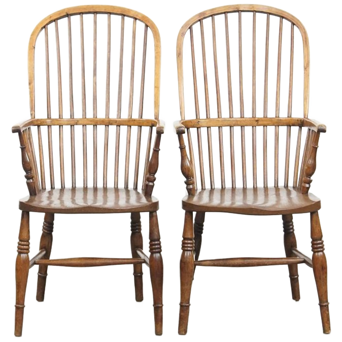Leuke Set Van 2 Antieke Engelse Windsor Stickback Chairs Uit De 19e Eeuw Gemaakt Van Iepenhout image 1