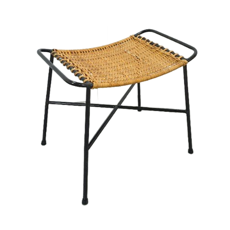 Ddr Rotan Kruk Met Staal Vintage image 1