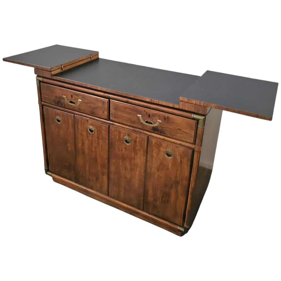 Vintage Drexel Accolade Campaign Server Dry Bar On Casters / Flip Top 1980s image 1