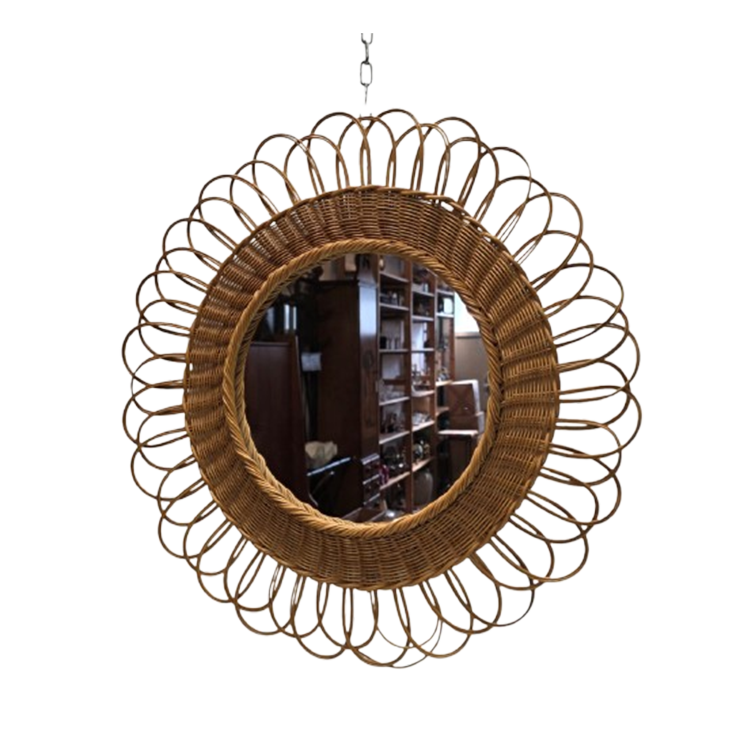 Vintage Ronde Rotan Spiegel image 1