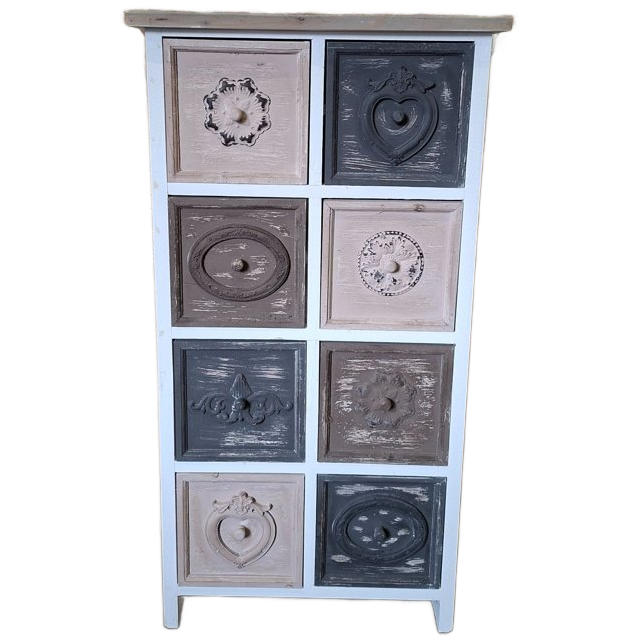 Kleurrijk Ladekast, Apothekerskast, Archiefkast, Afm, 51x37cm En 97cm Hoog. image 1