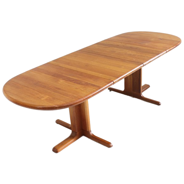 Vintage Danish Oval Extendable Dining Table Solid Teak 1960s image 1