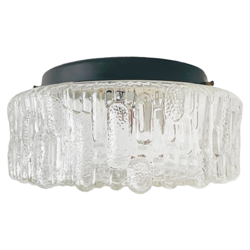 Mid-century Ronde Kubistische Plafondkap Helder Bubbelglas 1960’s image 1