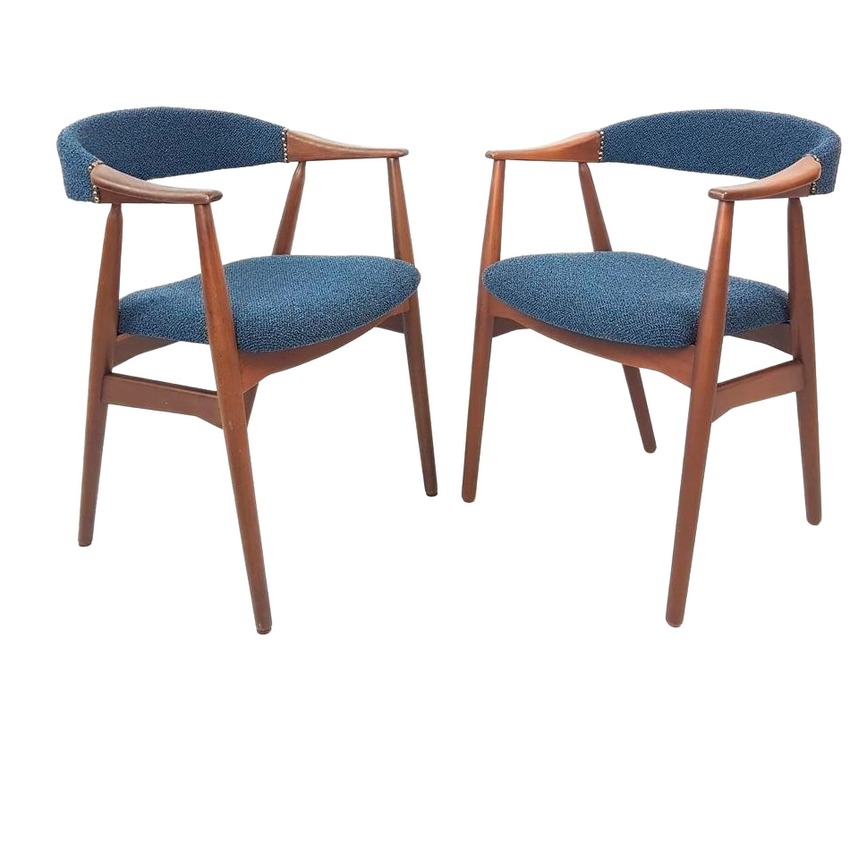 Set Van 2 Deense Vintage Farstrup Stoel Blauw Thomas Harlev image 1