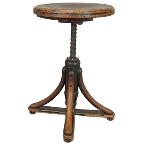 Antieke Bentwood Swivel Pianokruk Krukje image 1