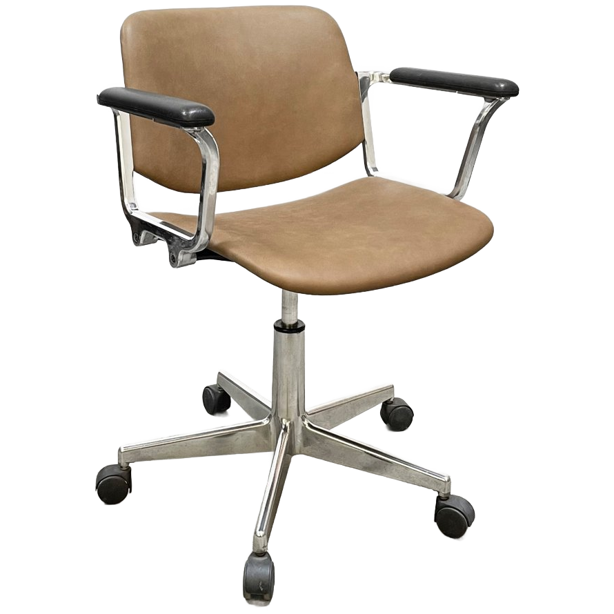 Vintage Castelli Bureaustoel, Opnieuw Bekleed Met Leer. image 1