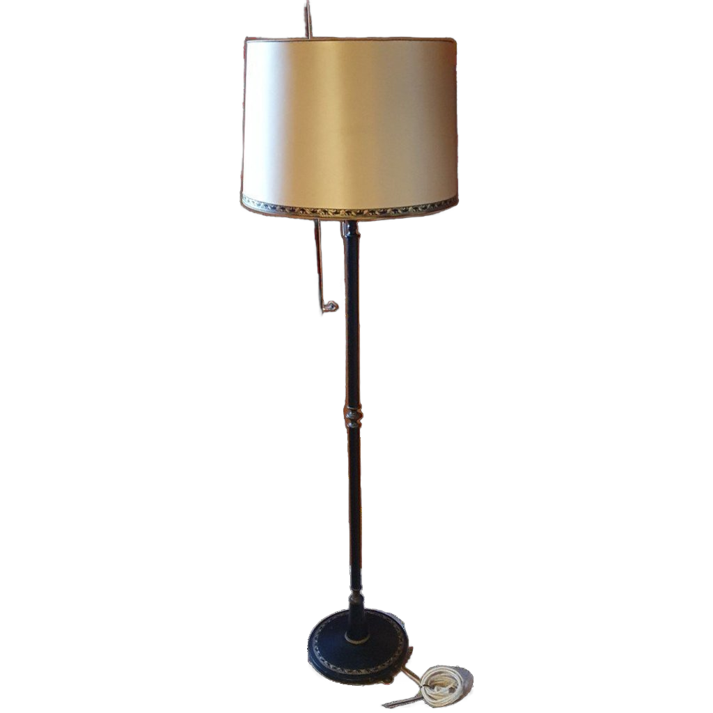 Klassiek - Vloerlamp - Staande Lamp - Met Leder Omkleed -1950 image 1