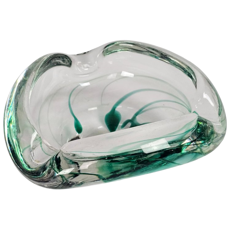 Kristalunie Maastricht - Max Verboeket - Geslingerde Kleuren Van Helder Glas Met Groen - 60's image 1