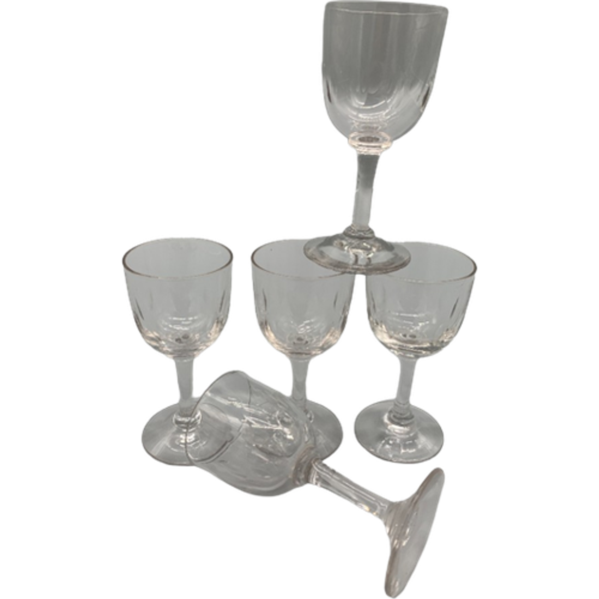 Set Geslepen Voetglaasjes Antiek 5 Stuks image 1