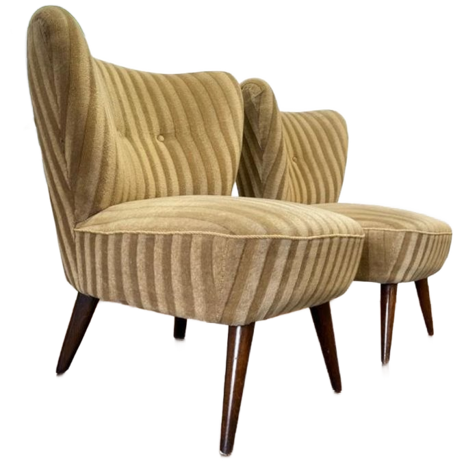 Set Van 2 Vintage Cocktailstoelen / Eenzitjes / Fauteuils image 1