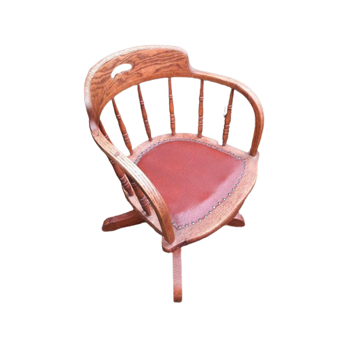 Prachtig Houten Bureau Stoel “Captain Chair” Stoel Reliving