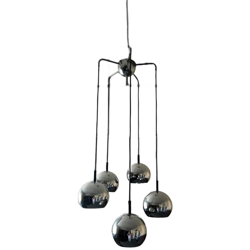 Vintage Chromen Cascade Luster / Hanglamp Met 5 Bollen image 1