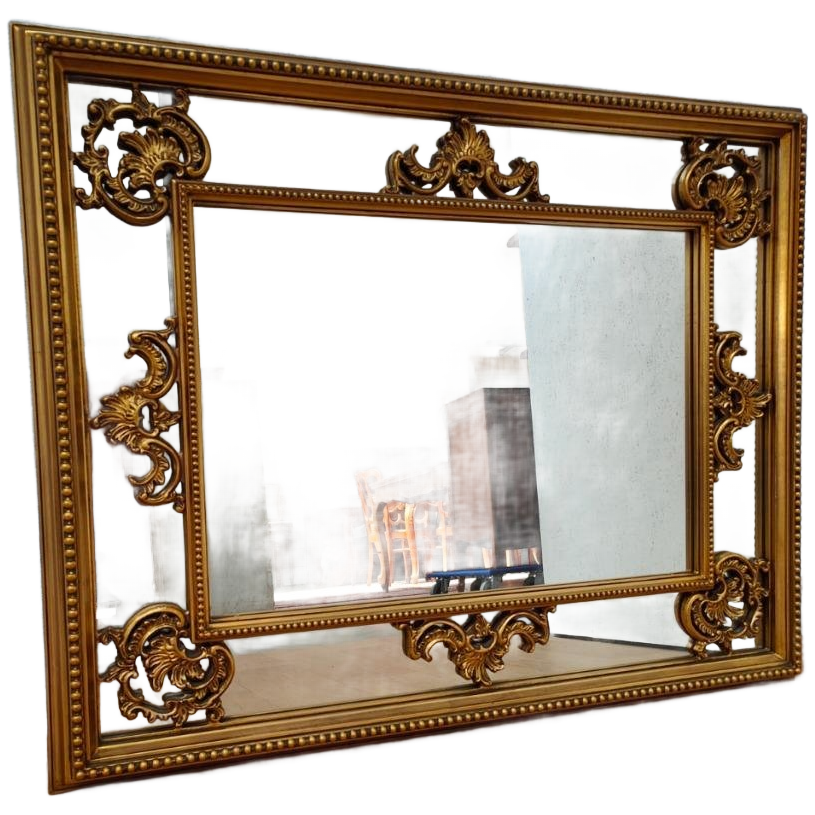 Grote Vintage Goudkleurige Spiegel, Schouwspiegel Badkamerspiegel 103 image 1