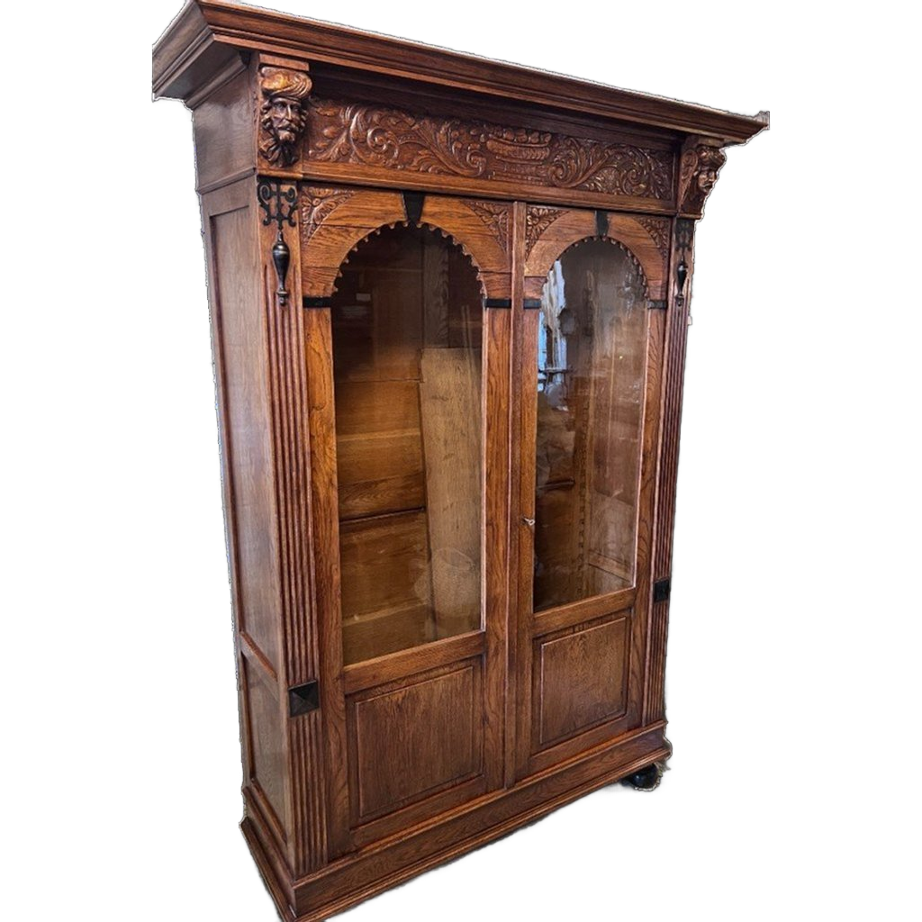 Demontabele Antiek Eiken Kast Met 3 Verstelbare Planken, 199 Cm Hoog image 1