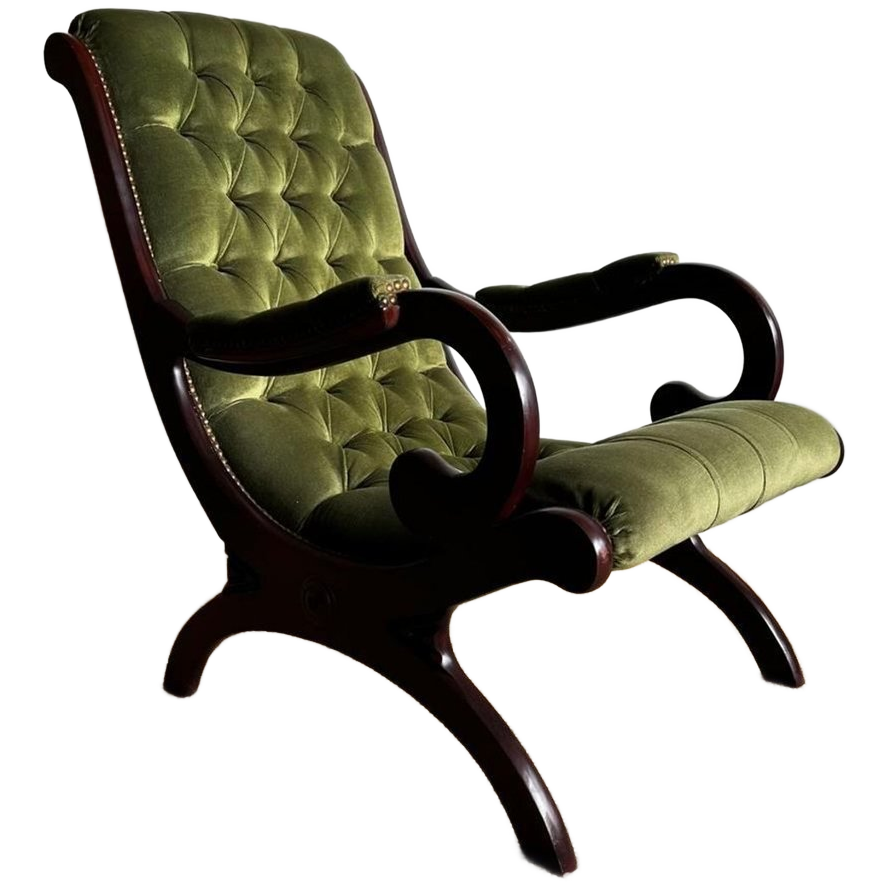 Sale Groene Chesterfield Victoriaans Fauteuil Vintage image 1